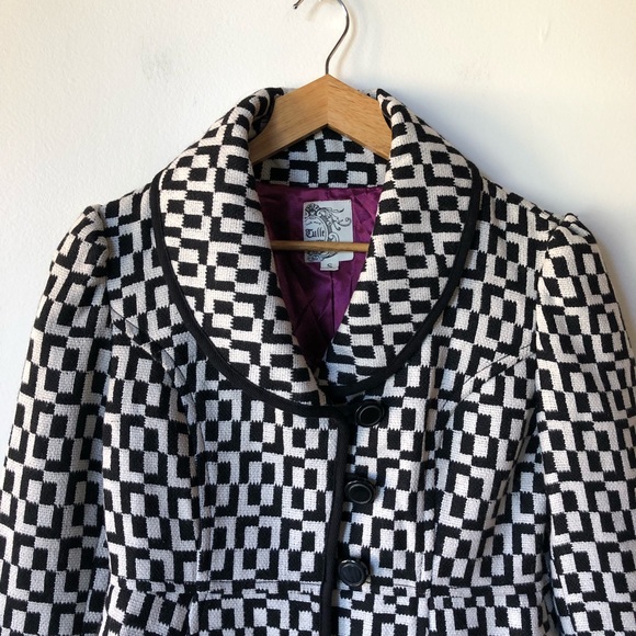 Tulle black and white retro inspired jacket Small - Picture 2 of 8